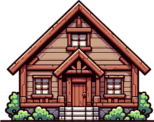 house.
Single Game Texture. In-Game asset. 2d. Blank background. High contrast. No shadows.