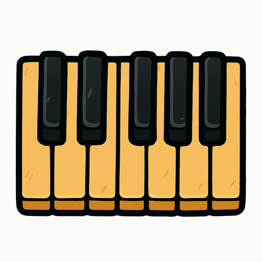 Nota tuşları.
In-Game asset.  2d.  High contrast.  No shadows