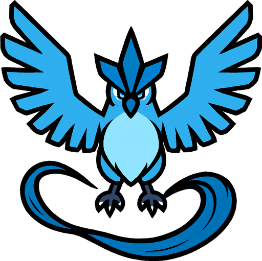 Articuno visto desde arriba.
In-Game asset.  2d.  High contrast.  No shadows