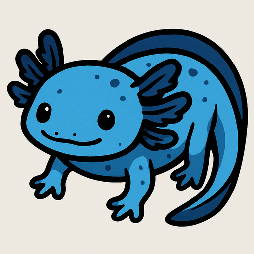 Un ajolote azul.
In-Game asset.  2d.  High contrast.  No shadows