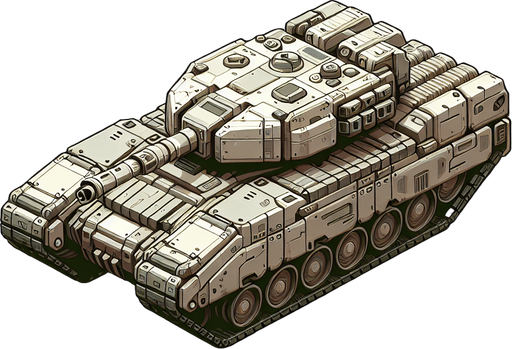 top down scifi image military slugish tank.
Single Game Texture.  In-Game asset.  2d.  Blank background.  High contrast.  No shadows