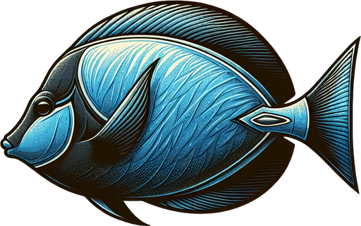 A realistic surgeonfish swiming to the right.
Single Game Texture. In-Game asset. 2d. Blank background. High contrast. No shadows.