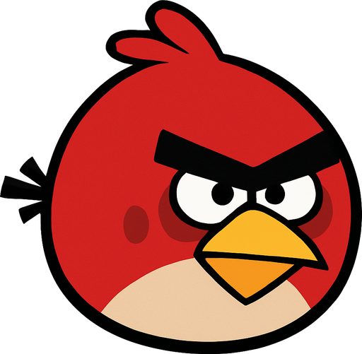 Angry Birds red little bird Red.
In-Game asset.  2d.  High contrast.  No shadows