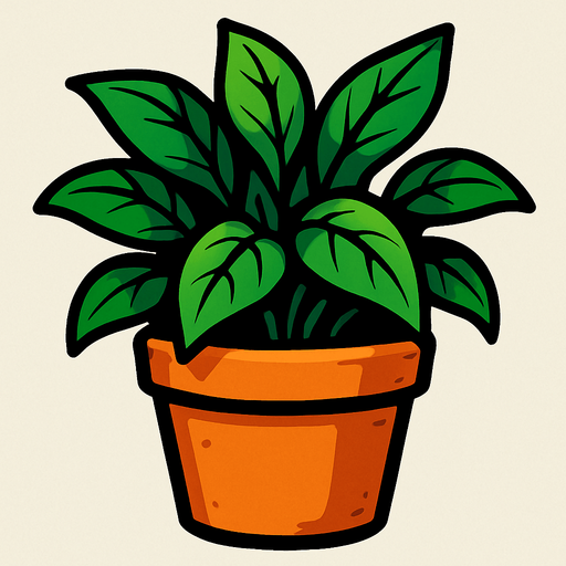 Potted plant.
In-Game asset.  2d.  High contrast.  No shadows