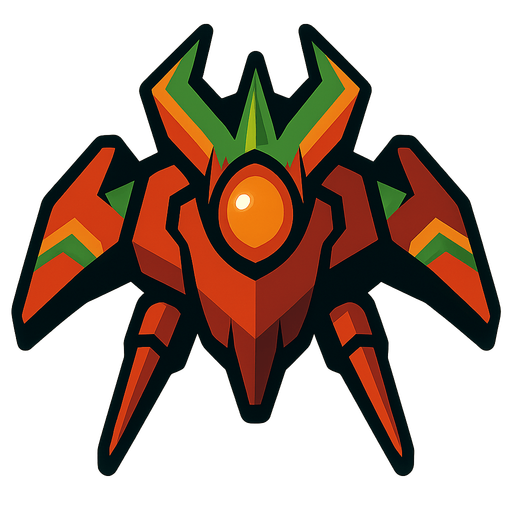 spaceship enemy.
In-Game asset.  2d.  High contrast.  No shadows