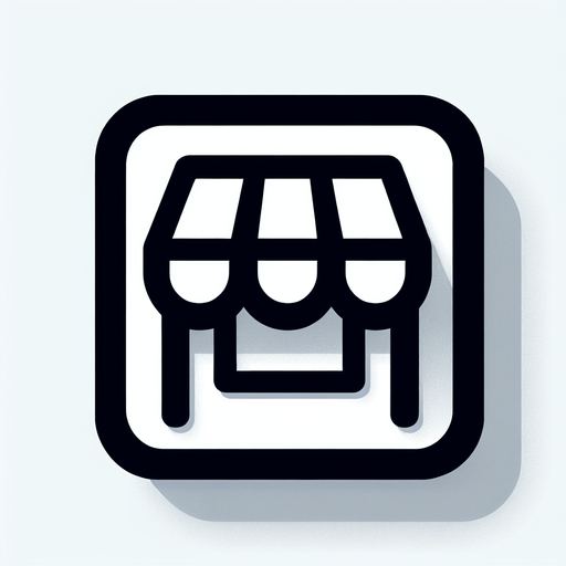 Shop icon in a square box.
Single Game Texture. In-Game asset. 2d. Blank background. High contrast. No shadows.