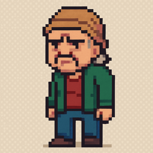 bad regular frown casual old woman full body 2d pixel art.
In-Game asset.  2d.  High contrast.  No shadows