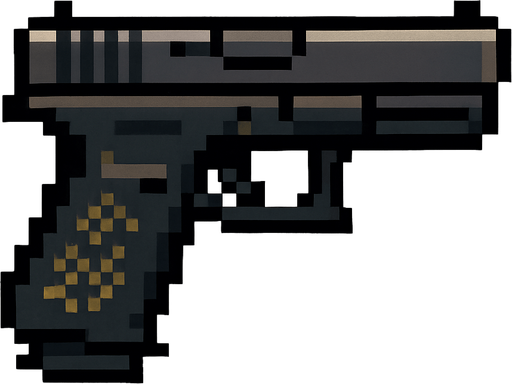 glock
pixel art.
In-Game asset.  High contrast.  No shadows
