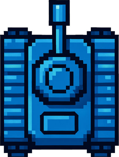 bird's eye view of a blue tank in old game style. from above.
In-Game asset.  2d.  High contrast.  No shadows