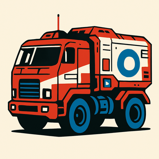 a truck from future space.
2d.  High contrast.  No shadows