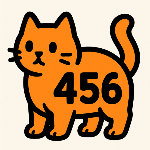 Cat with 456 written on its back.
In-Game asset.  2d.  High contrast.  No shadows