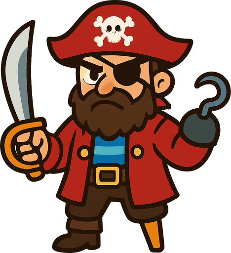 Pirate 2D.
In-Game asset.  2d.  High contrast.  No shadows