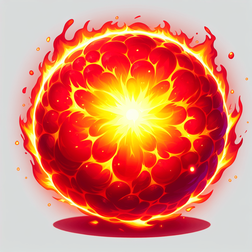 red fire ball.
Single Game Texture.  In-Game asset.  2d.  Blank background.  High contrast.  No shadows
