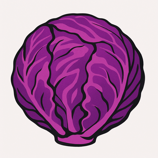 purple cabbage.
2d.  High contrast.  No shadows