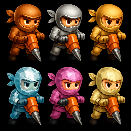 Same image but with bronze,silver,gold,diamond,crystal pink, ninjas and the digg machines.