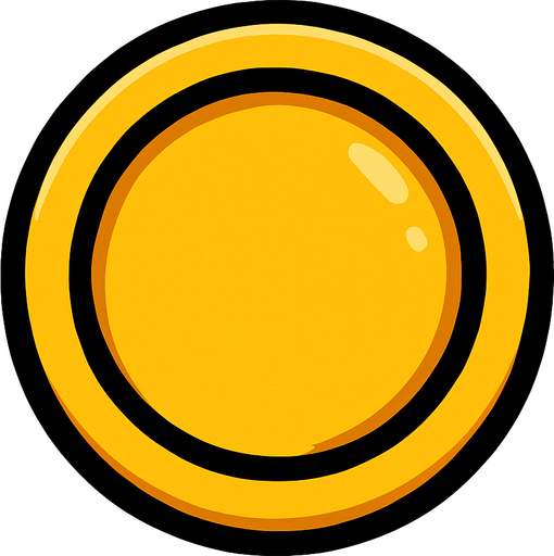 Gold coin, highly stylized, simple, simple without dollar symbol, black outline.
In-Game asset.  2d.  High contrast.  No shadows