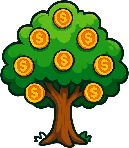 money tree.
In-Game asset.  2d.  High contrast.  No shadows