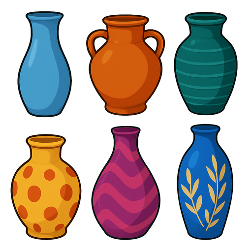 Pack of different vases.
In-Game asset.  High contrast.  No shadows. 3D
