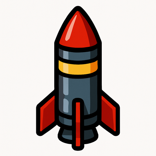 Tiny missile pointing up.
In-Game asset.  2d.  High contrast.  No shadows