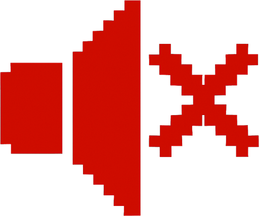 Pixelart mute x, red only x. 2d.
In-Game asset.  2d.  High contrast.  No shadows