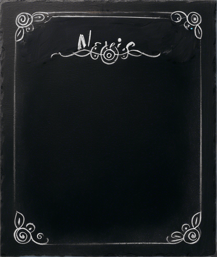 Words "NOVICE BREW" in chalk, handwritten