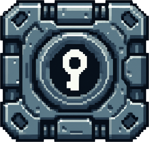 sci-fi metallic lock, pixel art.
In-Game asset.  2d.  High contrast.  No shadows