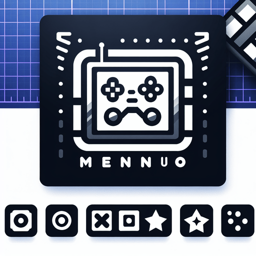 make a menu button logo.
Single Game Texture. In-Game asset. 2d. Blank background. High contrast. No shadows.