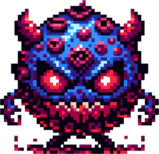 a demonic blueberry pixel style.
Single Game Texture.  In-Game asset.  2d.  Blank background.  High contrast.  No shadows