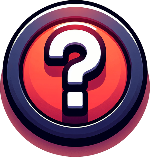 A round button with a question mark in sharp vector graphcis.
Single Game Texture. In-Game asset. 2d. Blank background. High contrast. No shadows.
