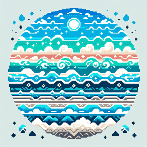 8-bit water layer, light blue and turquoise.
Single Game Texture. In-Game asset. 2d. Blank background. High contrast. No shadows.