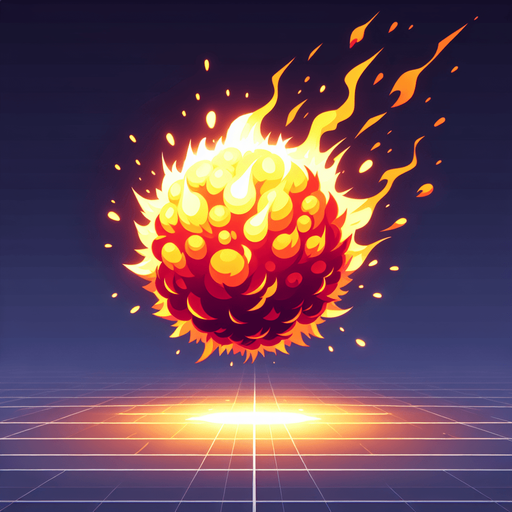 Fireball.
Single Game Texture. In-Game asset. 2d. Blank background. High contrast. No shadows.