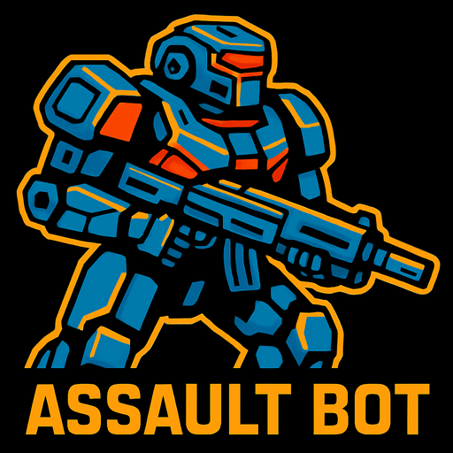 assaultBot.
In-Game asset.  2d.  High contrast.  No shadows