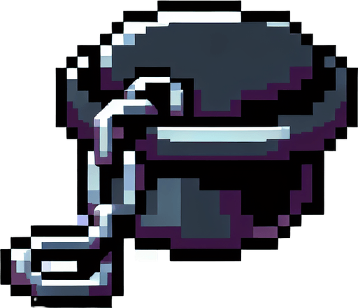 8-bit. cartoon. black tub stopper with chain. in game asset..
Single Game Texture. In-Game asset. 2d. Blank background. High contrast. No shadows.