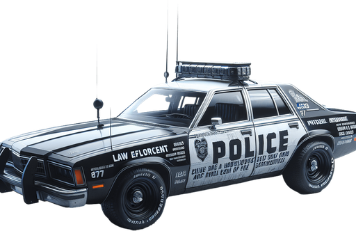 Photorealistic police car. profile view.