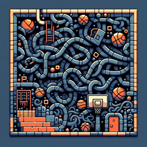 basketball dungeon background.
Single Game Texture. In-Game asset. 2d. Blank background. High contrast. No shadows.