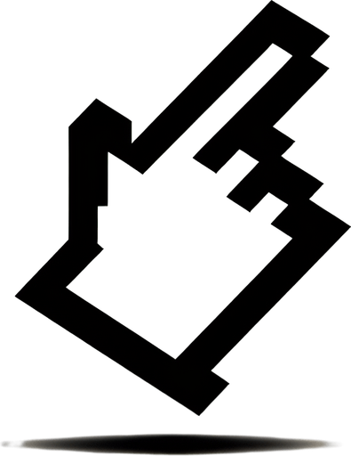 курсор, указывающий палец руки.
Single Game Texture. In-Game asset. 2d. Blank background. High contrast. No shadows.