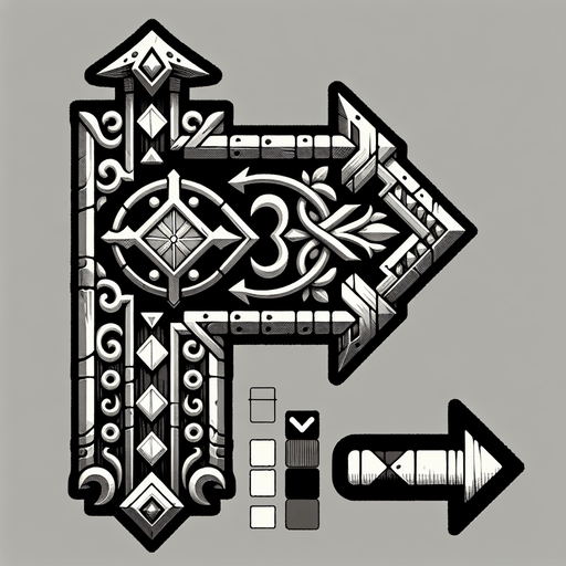 Cartel medieval con forma de flecha hacia la derecha.
Single Game Texture.  In-Game asset.  2d.  Blank background.  High contrast.  No shadows