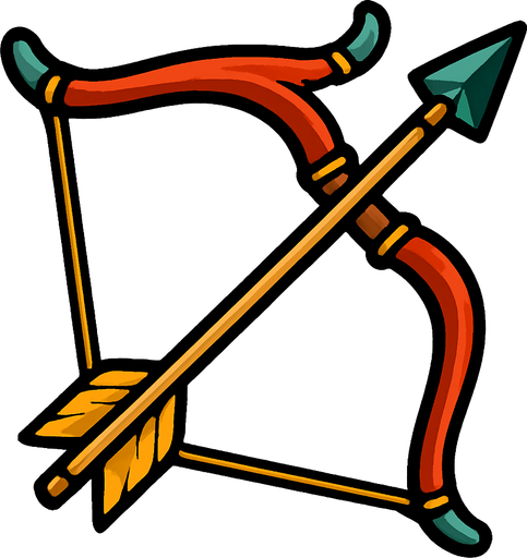 Bow with Arrow.
In-Game asset.  2d.  High contrast.  No shadows