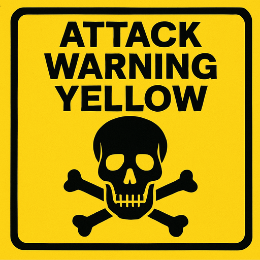 attack warning yellow have a dead logo.
In-Game asset.  2d.  High contrast.  No shadows