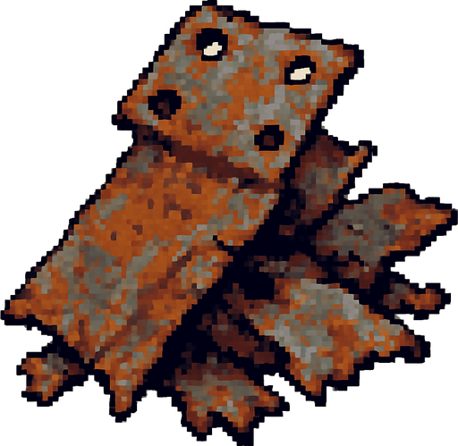 pixel bir hurda parçası.
In-Game asset.  2d.  High contrast.  No shadows