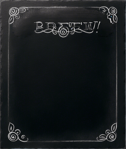 Words "NOVICE BREW" in chalk, handwritten