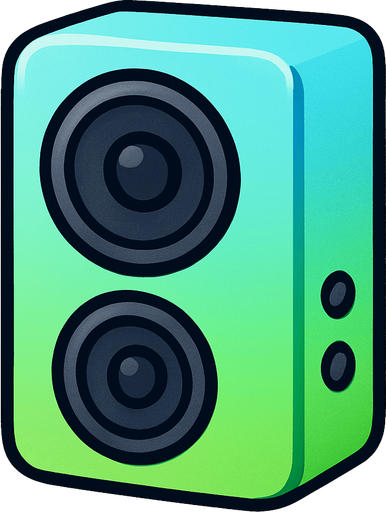 rectangular speaker with soft edges, in color sky blue gradient to grass green.
In-Game asset.  2d.  High contrast.  No shadows. cute