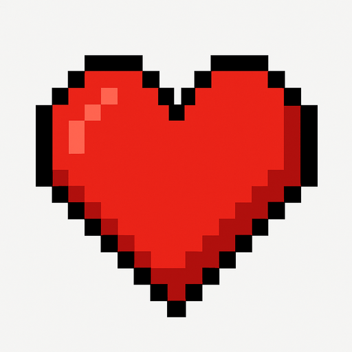 pixel heart.
In-Game asset.  2d.  High contrast.  No shadows