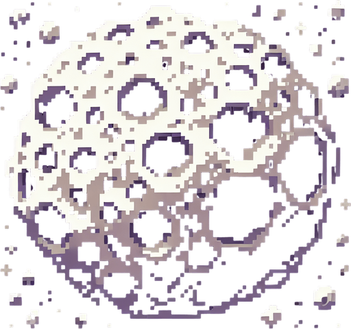 pixelart. asteroid with craters. subtle shading..
Single Game Texture. In-Game asset. 2d. Blank background. High contrast. No shadows.