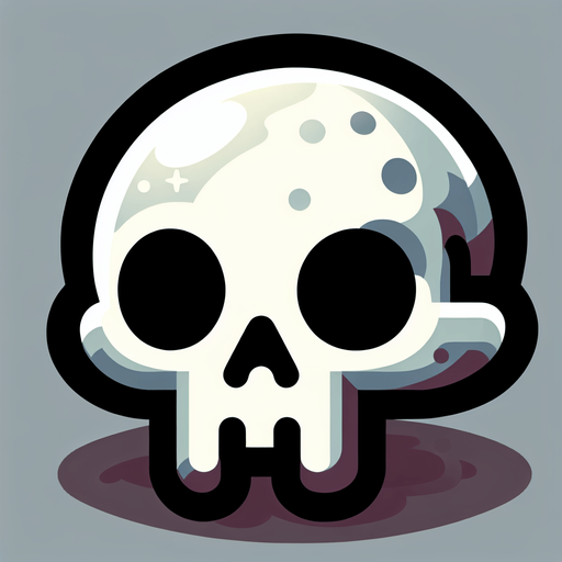 a skull. cartoon.
Single Game Texture.  In-Game asset.  2d.  Blank background.  High contrast.  No shadows