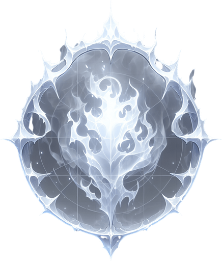 a translucent, ghostly shield or a faint outline of a guardian spirit figure..
Single Game Texture.  In-Game asset.  2d.  Blank background.  High contrast.  No shadows