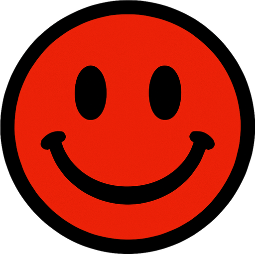 Red smiley face.
In-Game asset.  2d.  High contrast.  No shadows