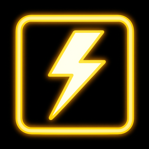 white lightning but in a yellow neon frame.
In-Game asset.  2d.  High contrast.  No shadows