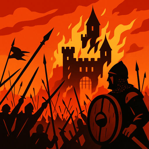 Orta çağ dönemi için savaş arka planı.
In-Game asset.  2d.  High contrast.  No shadows
