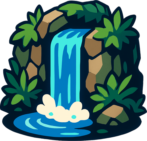 hiddenWaterfall.
In-Game asset.  2d.  High contrast.  No shadows